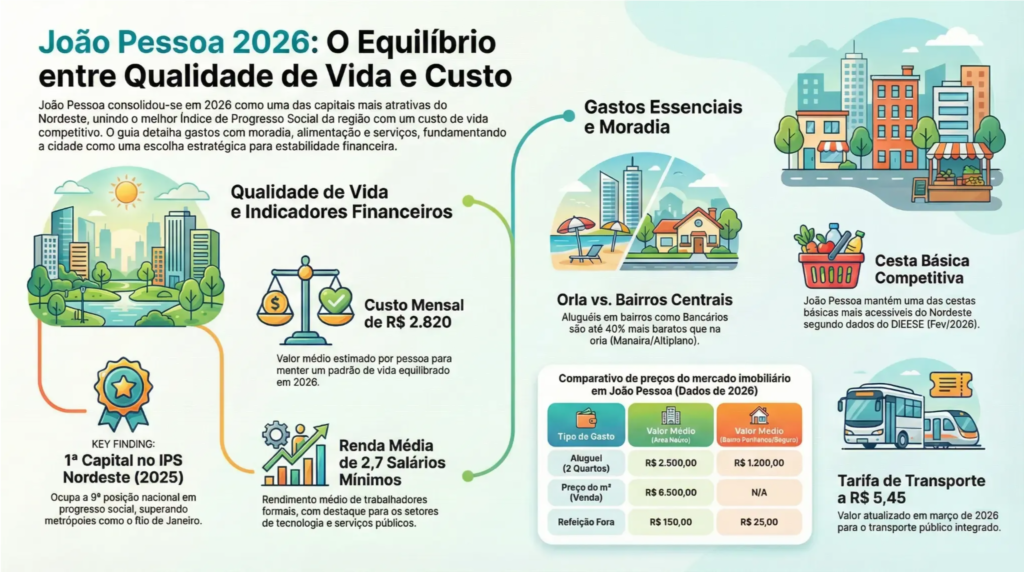 Infográfico - Custo de Vida em João Pessoa - 2026